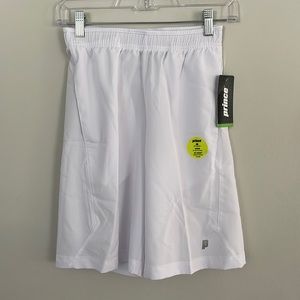 NWT, Prince tennis shorts, Youth Medium, white